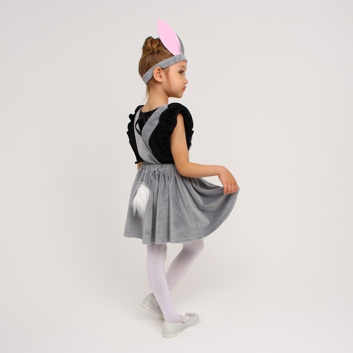 Карнавальный костюм &laquo;Зайка серая с мордочкой&raquo;, плюш, р. 30, рост 110-116 см