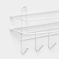 Полка для ванной, 5 крючков, 34&times;11,5&times;17 см, белая