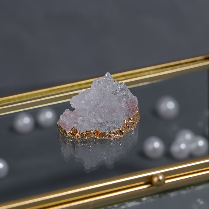 Органайзер для хранения &laquo;MOUNTAINS&raquo;, с крышкой, стеклянный, с зеркальным дном, 1 секция, 17 &times; 10,5 &times; 7 см, цвет прозрачный/медный