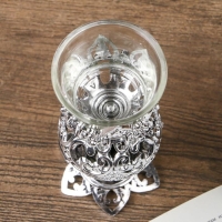 Подсвечник пластик, стекло на 1 свечу "Ажурный шар" бокал на ножке серебро 15х6х6 см Подсвечник пластик, стекло на 1 свечу "Ажурный шар" бокал на ножке серебро 15х6х6 см