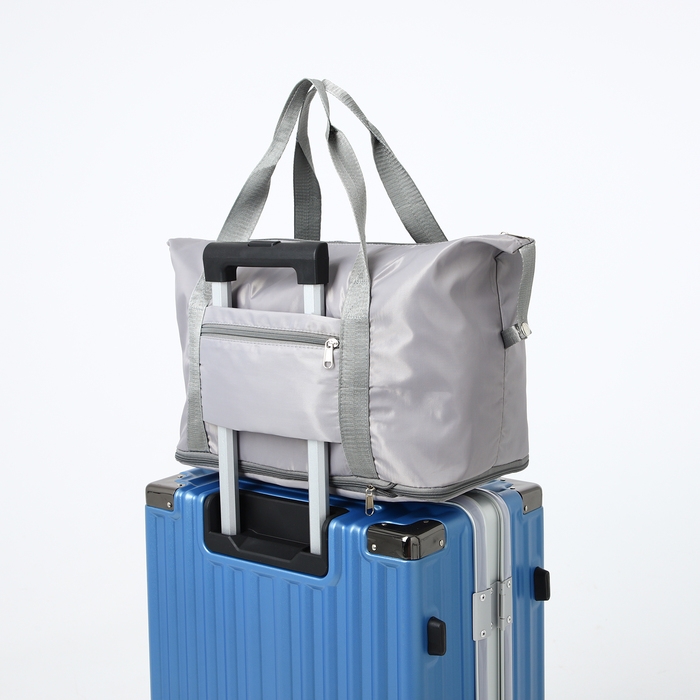 Сумка спортивная на молнии, с увеличением, наружный карман, цвет серый Сумка спортивная на молнии, с увеличением, наружный карман, цвет серый