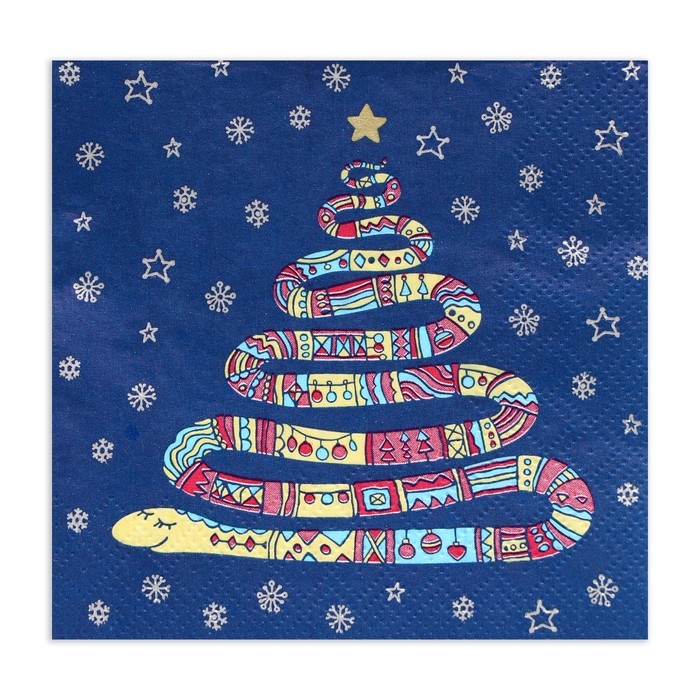 Новогодние салфетки бумажные Bouquet de Luxe &laquo;Год змеи&raquo;, 3 слоя, 24х24 см, 25 шт.