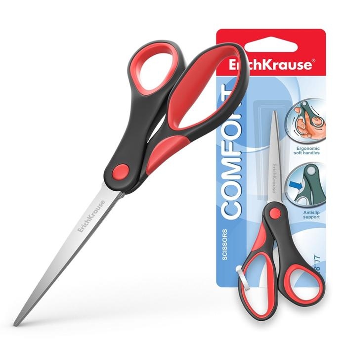 Ножницы ErichKrause Comfort, 18 см, ручки с противоскользящими резиновыми вставками, МИКС Ножницы ErichKrause Comfort, 18 см, ручки с противоскользящими резиновыми вставками, МИКС