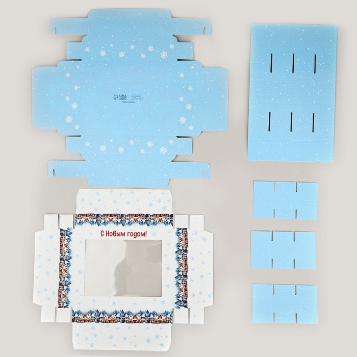 Коробка складная под 12 конфет &laquo;Снежный городок&raquo;, 14.4 х 18.4 х 3.8 см, Новый год