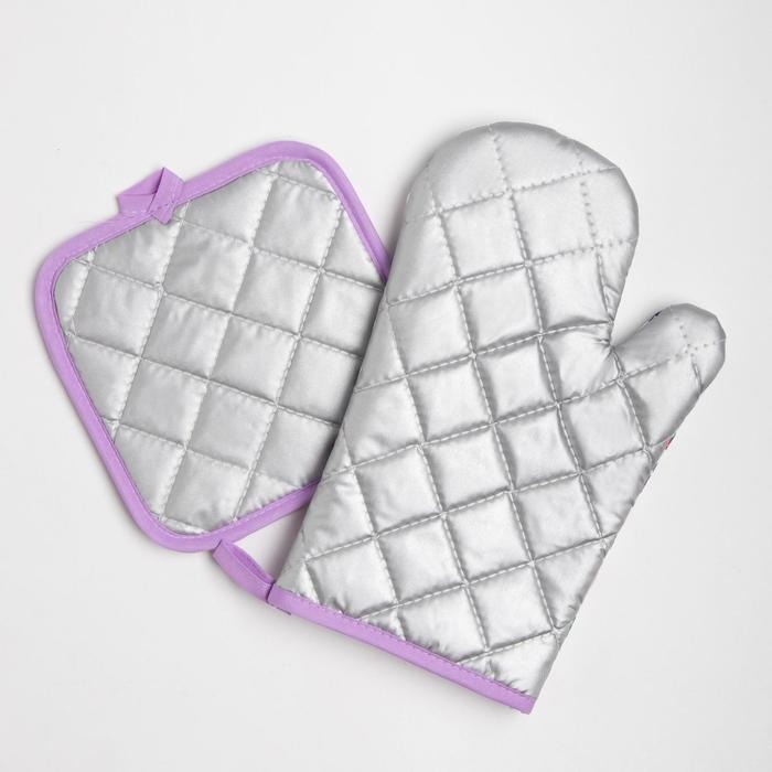 Кухонный набор Доляна &laquo;Прованс&raquo;, прихватка 17*17 см, рукавица 26*16 см,100% п/э