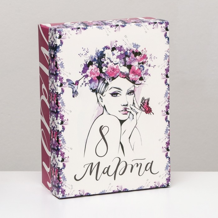 Коробка складная, Коробка складная, "Весенний портрет" 24 х 17 х 8 см