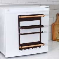 Держатель для кухонных принадлежностей на магните Доляна, 6 крючков, 4 направляющих, 34&times;24,5&times;34 см, цвет коричневый