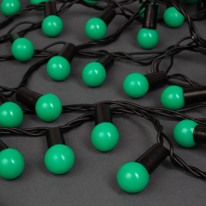 Гирлянда &laquo;Нить&raquo; 20 м с насадками &laquo;Шарики 1.5 см&raquo;, IP44, тёмная нить, 200 LED, свечение зелёное, 8 режимов, 220 В