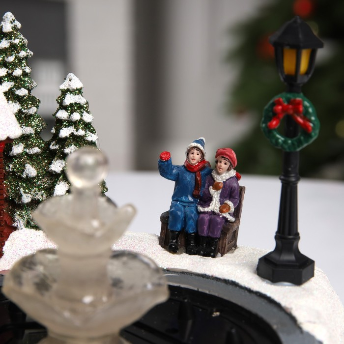 Светодиодная фигура &laquo;Новогодний фонтан&raquo; 23 &times; 18 &times; 13 см, полистоун, батарейки ААх3 (не в комплекте), USB, свечение тёплое белое