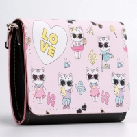 Сумка детская для девочки "Кошечка", на клапане, цвет чёрный/розовый, 15х4х12 см