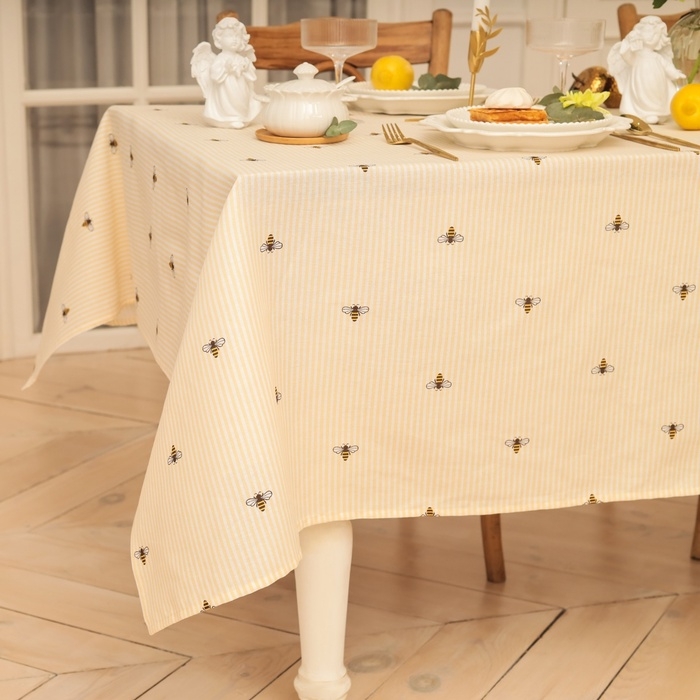 Скатерть Доляна "Пчёлки" 146х110см, рогожка 164 г/м2, 100% хл