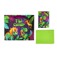 Пакет ламинированный двухсторонний &laquo;Динозаврики&raquo;, с тишью и открыткой, ML, 23 &times; 27 &times; 11,5