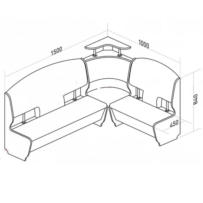 Кухонный уголок София стандарт, 1500х1000х880, Венге/кожзам бежевый/Графит Кухонный уголок София стандарт, 1500х1000х880, Венге/кожзам бежевый/Графит
