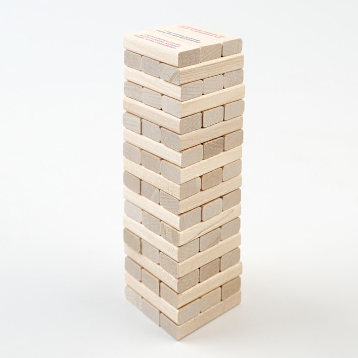 Падающая башня дженга, настольная игра Падающая башня дженга, настольная игра "Бам-Бум mini", с заданиями, 54 шт, брусок 6х1х2 см