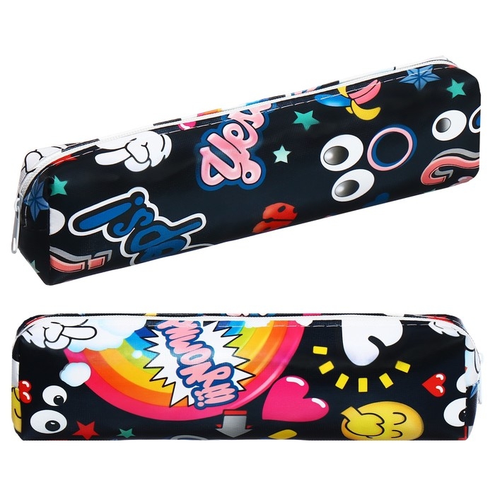 Пенал школьный на молнии Пенал школьный на молнии "Стикеры" Calligrata, черный