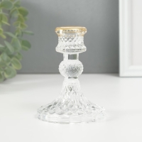 Подсвечник стекло на 1 свечу "Женева" с золотом d=2 см 10,5х7,7х7,7 см Подсвечник стекло на 1 свечу "Женева" с золотом d=2 см 10,5х7,7х7,7 см