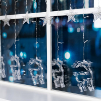 Гирлянда «Бахрома» 2.4 × 0.9 м с насадками «Олень», IP20, прозрачная нить, 138 LED, свечение белое, 8 режимов, 220 В Гирлянда «Бахрома» 2.4 × 0.9 м с насадками «Олень», IP20, прозрачная нить, 138 LED, свечение белое, 8 режимов, 220 В