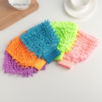 Варежка для уборки Доляна &laquo;Букли&raquo;, микрофибра односторонняя, 15&times;20 см, цвет МИКС