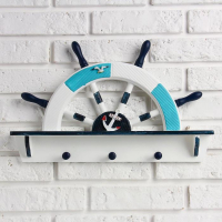 Вешалка интерьерная &laquo;Штурвал&raquo;, 3 крючка, бело-синяя, 45 х 28 х 5 см