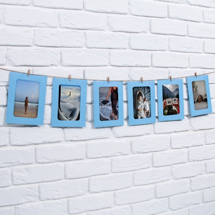 Гирлянда для фотографий с прищепками &laquo;Голубая&raquo;, 6 шт.