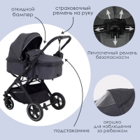 Коляска детская трансформер 2 в 1 RANT basic «PULSAR» RA160, цвет серый Коляска детская трансформер 2 в 1 RANT basic «PULSAR» RA160, цвет серый