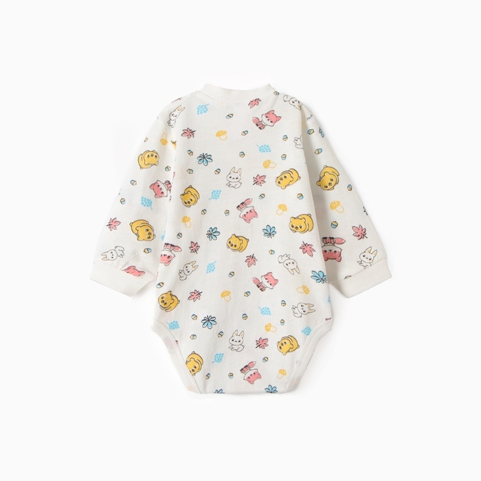 Боди детское с длинным рукавом, цвет экру/ЗВЕРИ, рост 62-68 см