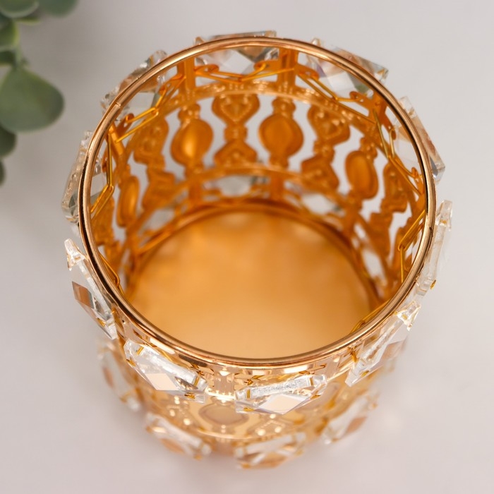 Подсвечник металл на 1 свечу Подсвечник металл на 1 свечу "Бесконечная любовь" цилиндр золото 13х9х9 см