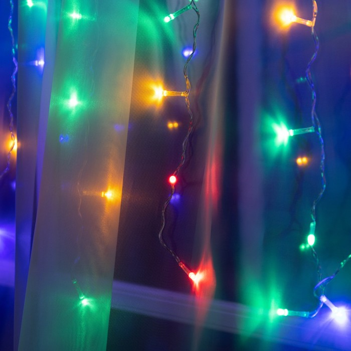 Гирлянда &laquo;Занавес&raquo; 1.5 &times; 1 м, IP20, прозрачная нить, 180 LED, свечение мульти, 8 режимов, 220 В