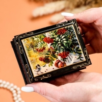 Шкатулка &laquo;Рябина на окне&raquo;, 7,5&times;10 см, лаковая миниатюра