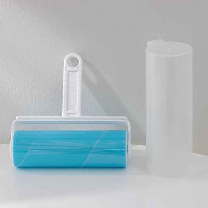 Ролик для чистки одежды в футляре, 18&times;17,5&times;6 см, пластик, силикон, цвет голубой