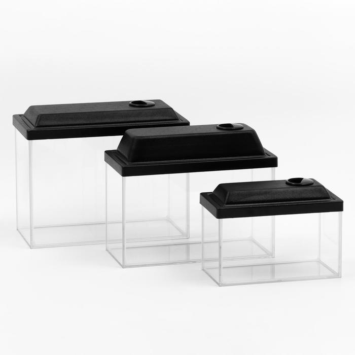 Комплект аквариумов Комплект аквариумов "Прямоугльный" с крышками - 3 шт, 5 л, 10 л, 15 л