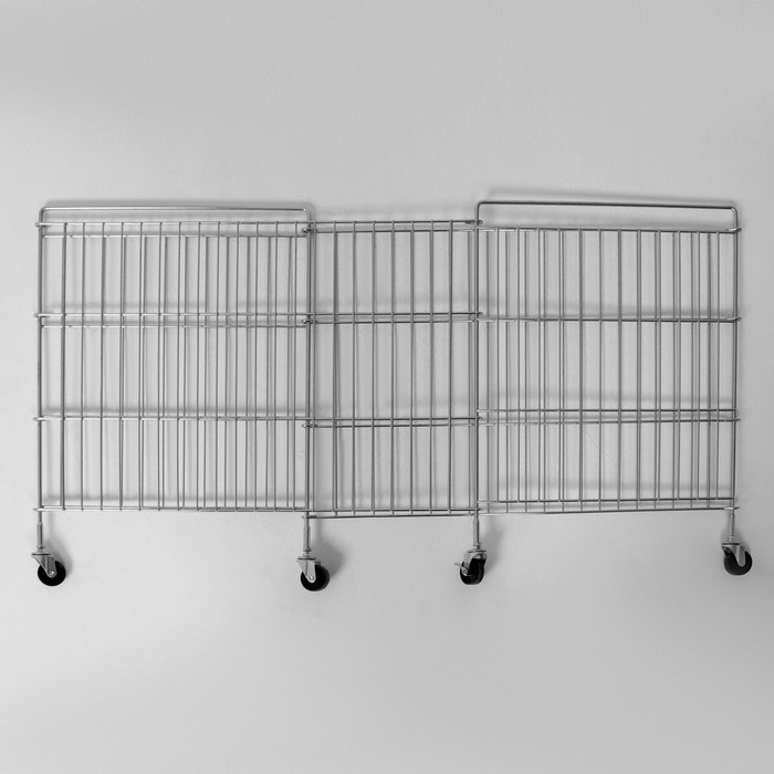 Корзина-накопитель складная, на колесах, 1 полка, 50&times;80&times;70см, цвет хром