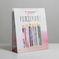 Пакет подарочный ламинированный, упаковка, &laquo;С Днём Рождения&raquo;, ML 21 х 25 х 8 см