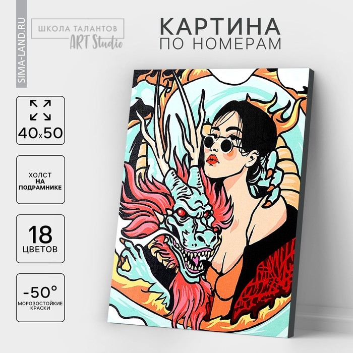 Картина по номерам на холсте с подрамником &laquo;Девушка с драконом&raquo;, 40 х 50 см