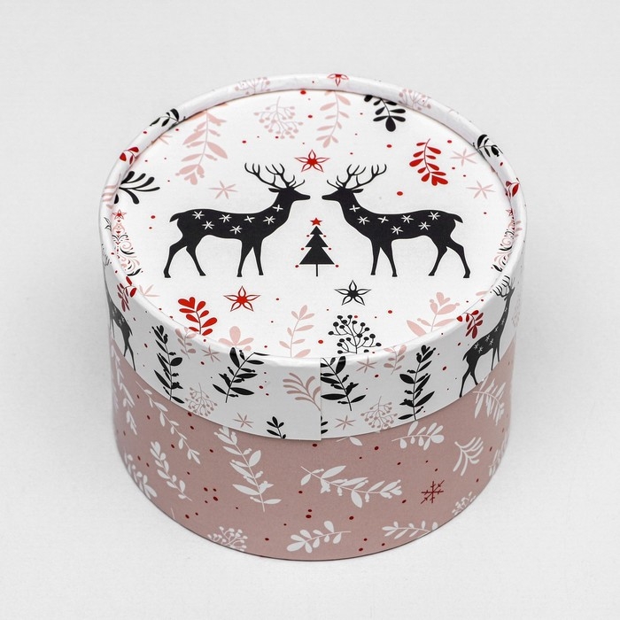 Новый год. Коробка "Новогодние олени" завальцованная без окна 12 х 8 см