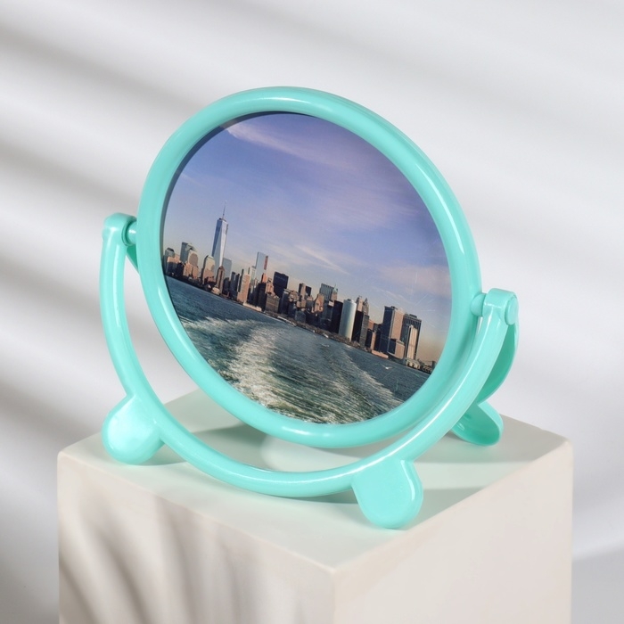 Зеркало настольное &laquo;Круг&raquo;, с рамкой под фотографию, d зеркальной поверхности 13,5 см, цвет МИКС