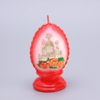 Свеча фигурная малая "Пасхальное яйцо с храмом", 5,5х9 см, 95 гр МИКС