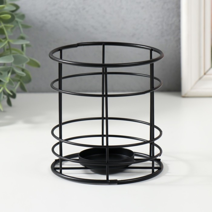 Подсвечник металл на 1 свечу 5 см Подсвечник металл на 1 свечу 5 см "Далила" черный 10,5х10,5х11 см