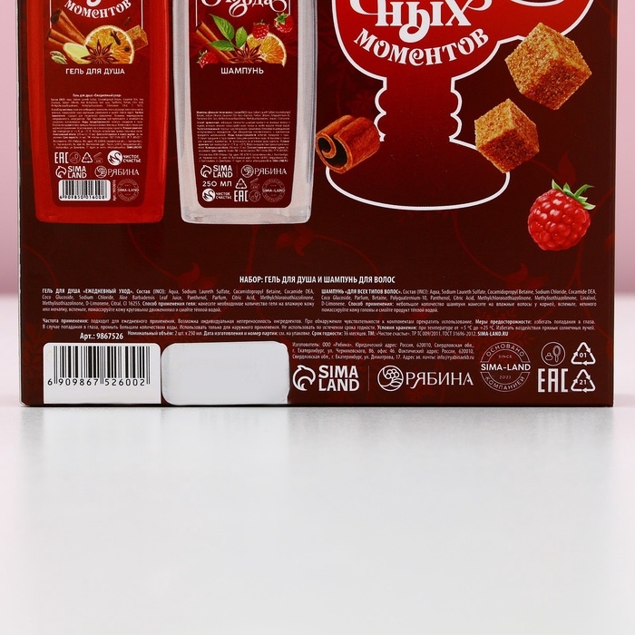 Подарочный набор косметики &laquo;Чудес в Новом Году&raquo;, гель для душа и шампунь для волос, 2 х 250 мл, ЧИСТОЕ СЧАСТЬЕ