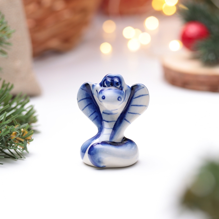 Новый год. Сувенир символ года 2025 Новый год. Сувенир символ года 2025 "Змея Красотка", гжель, 5 см