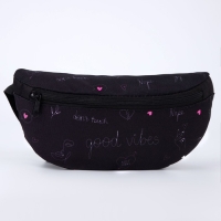 Сумка на пояс Good vibes, 32х8х15 см, отд на молнии, чёрная