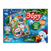 Набор для рисования эбру на новый год &laquo;Снеговик&raquo;, новогодний набор для творчества