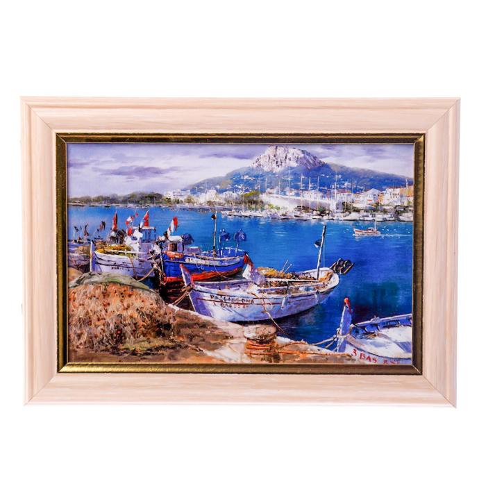 Ключница "Белые лодочки" 15х21 см молочный дуб