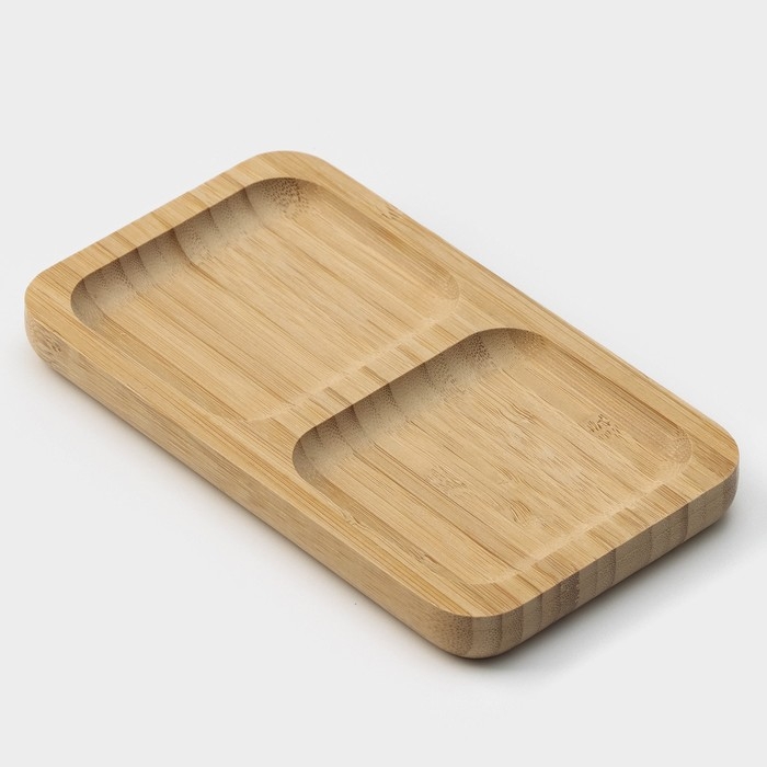 Менажница Striata, 2 секции, 17&times;9,5 см, цвет бежевый