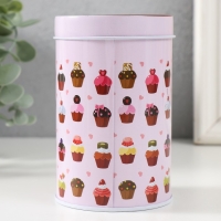 Шкатулка металл цилиндр "Кексики" 7,5х7,5х11 см Шкатулка металл цилиндр "Кексики" 7,5х7,5х11 см