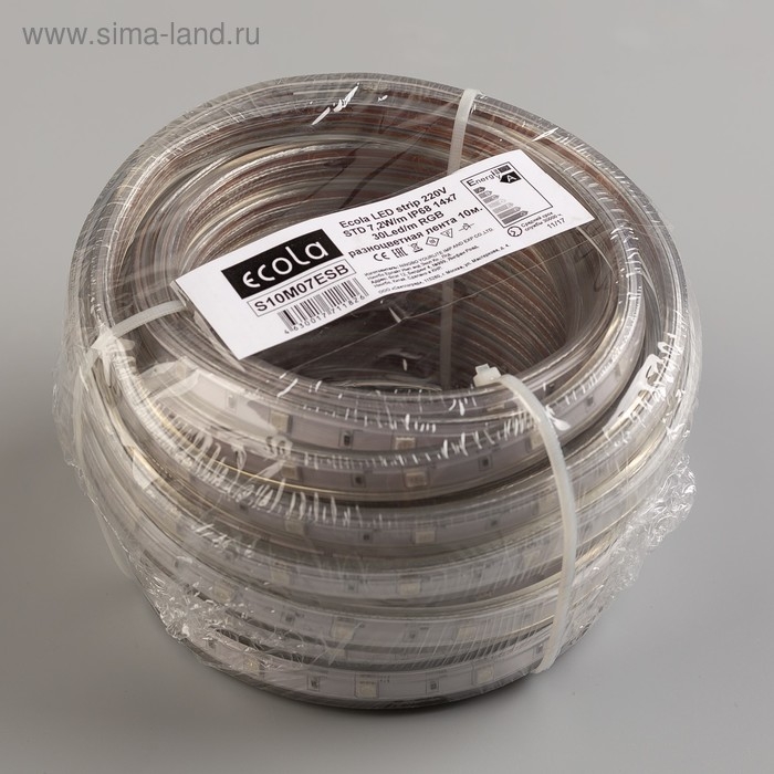 Светодиодная лента Ecola 14 &times; 7 мм, 10 м, IP68, SMD5050, 30 LED/м, 7.2 Вт/м, 220 В, RGB