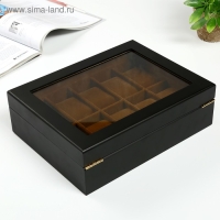 Шкатулка дерево под часы 10 отделений "Чёрная матовая" 8х26х20 см Шкатулка дерево под часы 10 отделений "Чёрная матовая" 8х26х20 см