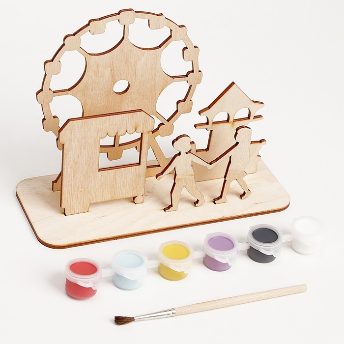 Роспись по дереву &laquo;Парк аттракционов&raquo;, сувенир