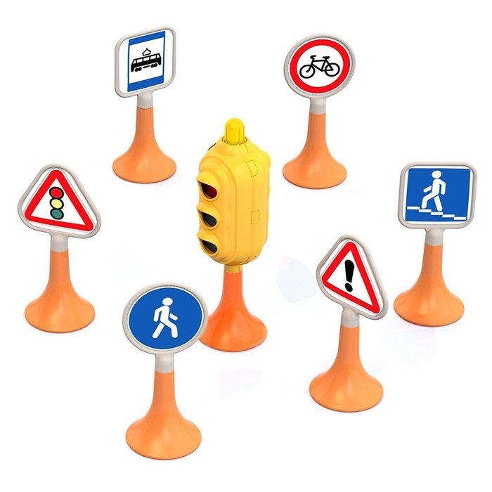 Набор «Дорожные знаки» №1, светофор, 6 знаков Набор «Дорожные знаки» №1, светофор, 6 знаков