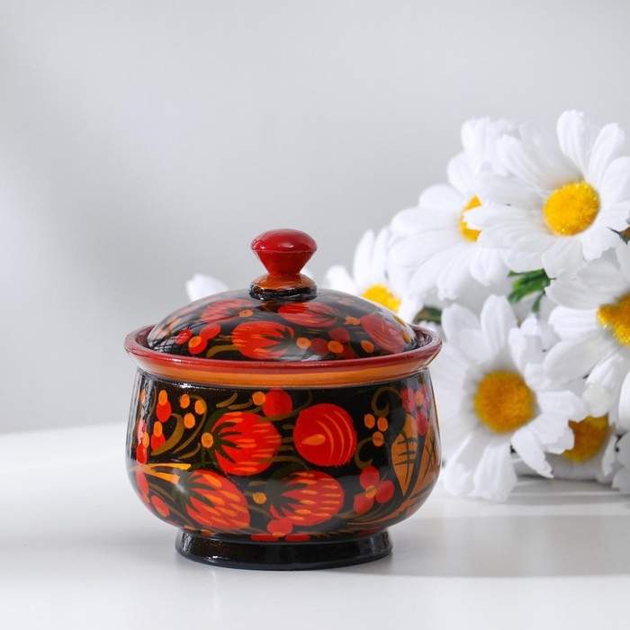 Солонка &laquo;Ягодка&raquo;, большая, 7&times;10 см, хохлома